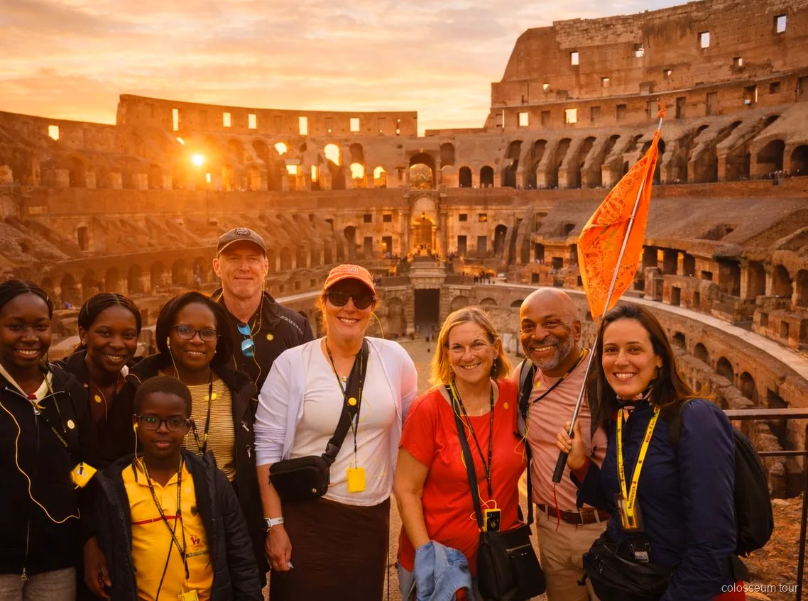Interieur van het Colosseum bij zonsondergang met toegang zonder wachtrij